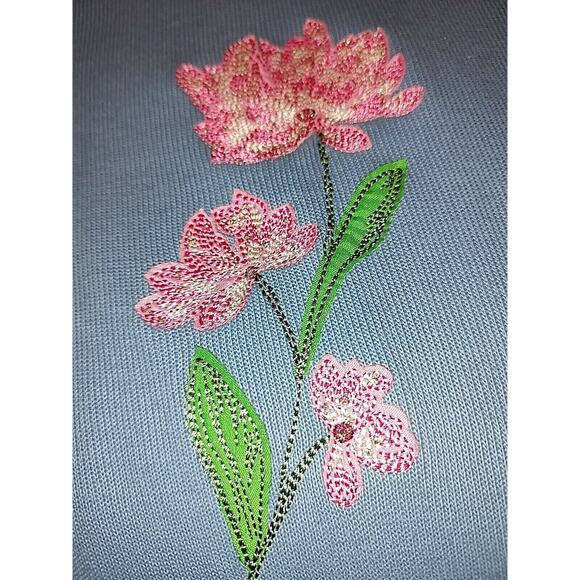 Lighthouse Apparel Soft Blue Jacket With Flowers on front women's size XL - Picture 3 of 11